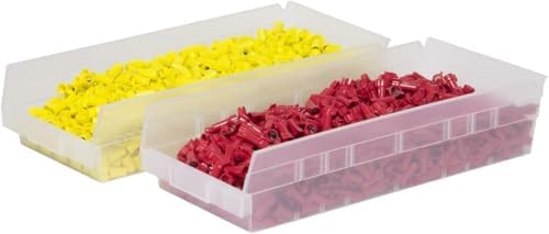 Akro-Mils 30158 Heavy Duty Plastic Shelf Bins, 18"x 8"x 4", Green, 12-Pack