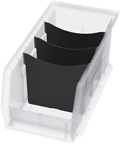 Akro-Mils 41230 Plastic Width Dividers for AkroBins Stackable Storage Bins Model 30230, Custom Storage Inserts for Tools, Crafts & Supplies, 6-Pack, Black