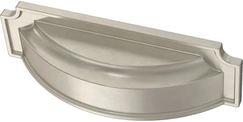 Franklin Brass 10 Pack Brushed Nickel Cabinet Handles 3 inch or 3-3/4 inch (76mm or 96mm) Kitchen Cabinet Handles and Drawer Pulls for Cupboards and Dressers |Notched Backplate