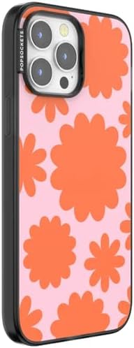 PopSockets iPhone 13 Pro Max Phone Case w/MagSafe- Floating Florals | Magnetic, Wireless Charging, Camera & Drop Protection, Hot Pink, Flower, Floral
