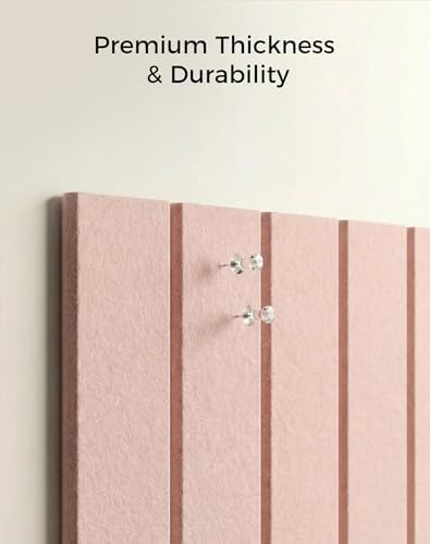 Aothia 12-Pack Felt Bulletin Board Tiles 48"x36", Modular Pin Board for Notes, Photos & Mood Boards, Cork Board Alternative for Smooth Walls, 0.35" Thick, 70 Adhesive Tabs & 40 Pins, Pink