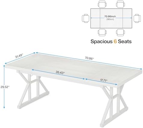 Tribesigns 70.8-Inch Executive Desk, Large Computer Office Desk Workstation, Modern Simple Style Laptop Desk Study Writing Table Business Furniture for Home Office (White, 70.8 Inch)