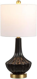 JONATHAN Y Parker Ribbed Ceramic Gourd Nightstand Table Lamp 21.5", Black