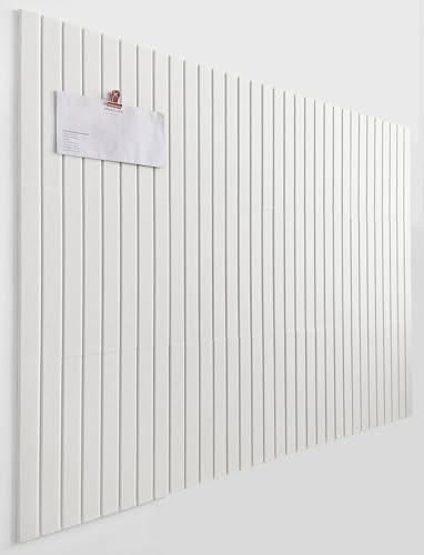 Slated Felt Bulletin Board Tiles | Cork Board Alternative for Walls | Wall Panels for Office & Home Decor | Aesthetic Pinboard & Photo Board | 12-Pack (11.8" x 11.8") with Adhesive | Pure White