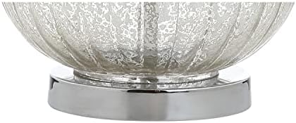 JONATHAN Y Judith Table Lamp Ribbed Glass 21", Mercury Silver/White