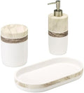 IZOD – Vanity Accessory Set, Hand-Painted Resin with Marble Look Color-Block Design, Decorative Lotion Pump, Vanity Tray & Covered Jar (Tidal)