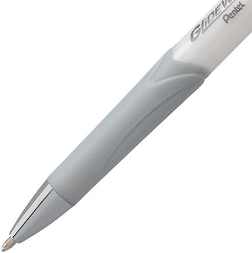 Pentel Glidewrite Signature Ballpoint Pen Pearl White Barrel, (1.0mm) Medium Line, Black Ink, 12 Pens (BX930W-A) (Pack of 2)