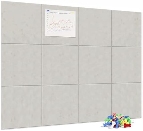 Neatsure Large Cork Board for Wall, 48" x 36" Bulletin Board with Pushpins, 12 Panels Felt Tiles Tack Push Pin Board for Office, Light Tan