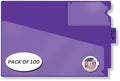 Doctor Stuff - Center Tab Vinyl Out Guides, Diagonal Cut Front Pocket, Top Charge Out Slip Pocket, Plastic File Folder, Letter Size 9" x 13-1/4", Purple, 100/Box