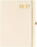 Planner 2026-2027 - JUL 2026 - JUN 2027, Leather Planner 2026-2027, Weekly and Monthly Planners, Leather Cover Planners with Thick Paper, Back Pocket with Notes Pages, Seashell Gold (8.5" x 11")