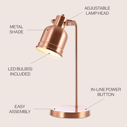 JONATHAN Y Edgar 18" Metal Industrial Task Table Desk Light, Copper