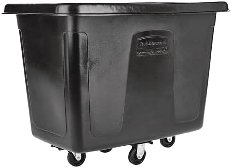 Rubbermaid Commercial Products Bulk Cube Truck with Wheels, Black, 400 lbs Capacity, Holds Waste/Laundry/Linens for Hospital/Hotel/School