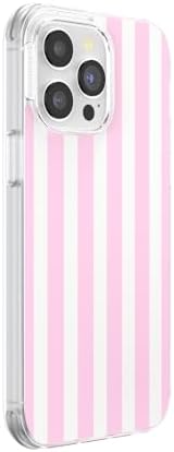 PopSockets iPhone 14 Pro Max Phone Case w/MagSafe- Club Stripe Pink