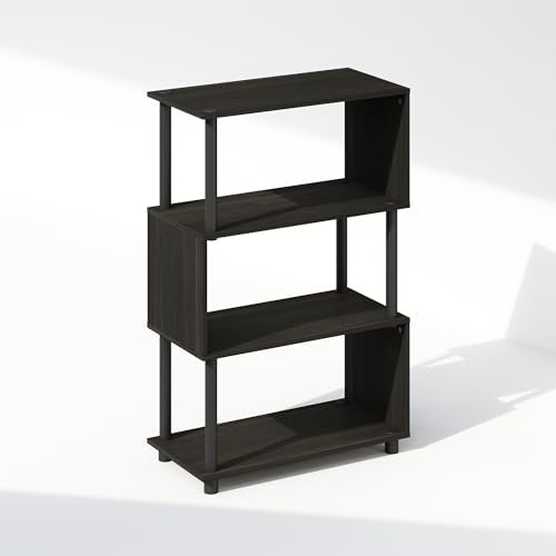 Furinno Reed 4-Tier Geometric Book Shelf with Open Shelf, Espresso