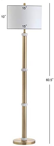 JONATHAN Y Gregory 60.5" Metal and Marble LED Floor Lamp, Brass Gold/White