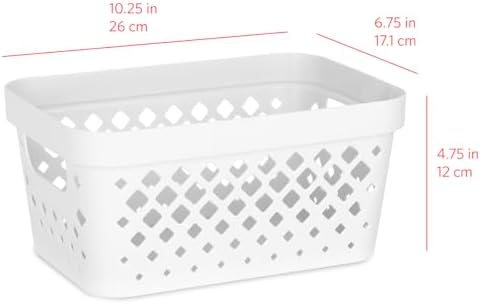 Glad Plastic Baskets for Organizing, Set of 6 | Pantry Storage for Under Counter, Linen Closet, and Bathroom | Nesting Shelf Bins with Handles, 1 Gallon, White