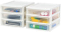 IRIS USA 2-Pack, 3-Drawer Medium Plastic Stacking Desktop Organizer, White