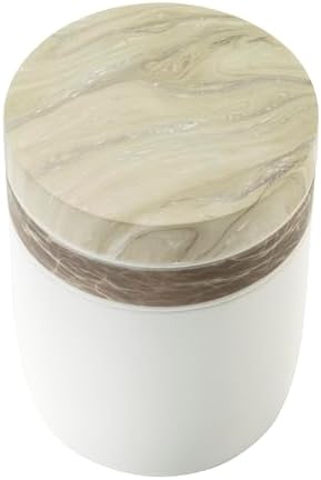 IZOD – Covered Jar, Hand-Painted Resin with Color-Blocked Marble Design & Lift-Off Lid, Decorative Storage for Bathroom, Kitchen, Bedroom or Office (Tidal)
