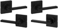 Kwikset Casey Hallway Passage and Bed/Bath Privacy Door Handle 2 Pack, 1 Pack Passage Levers and 1 Pack Privacy Levers, Matte Black Reversible Interior Handles, with Microban