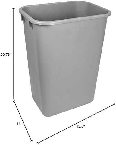 Storex Large/Tall Waste Basket, Gray, 15.5 x 11 x 20.75 Inches, 4-Pack (00701C04C)