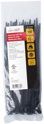 Gardner Bender 46-412UVB Heavy-Duty, DoubleLock, Cable Tie, 12 Inch., Tensile Strength, Wire / Cord Management Industrial and Household Use, Nylon Zip Tie, 100 Pk., UV Resistant Black