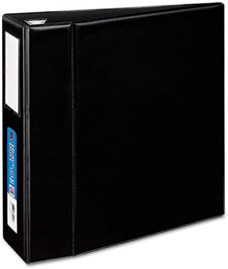 Avery Heavy-Duty 3 Ring Binder with Label Holder, 4 Inch One Touch EZD Rings, 4.5 Inch Spine, 1 Black Binder (79994) | For Heavy School, Home and Office Use, Reinforced Construction, DuraHinge Tear-Resistant Spine, Interior Storage Pockets