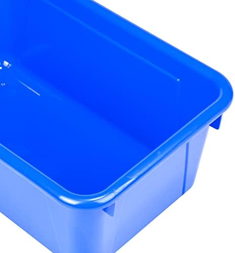 Storex Small Cubby Bins – Plastic Storage Containers for Classroom, 12.2 x 7.8 x 5.1 inches, Class Blue, 5-Pack (62416A05C)
