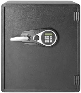 Amazon Basics Fireproof and Waterproof Safe Box with Digital Keypad Electronic Lock, Fire Resistant, Interior Lighting, Removable Shelf, for Home Use, 2.13 Cubic Feet, 24"H x 20.87"W x 19"D, Black