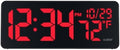 La Crosse Technology 513-1411R Red Digital LED Wall Clock with Indoor Temperature