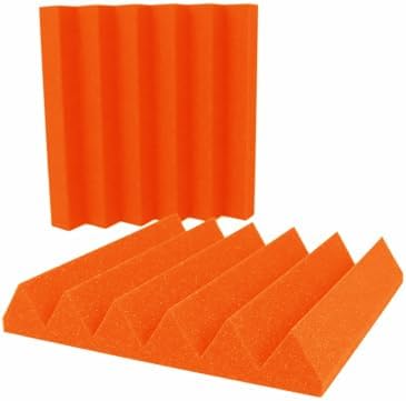 Foam Factory Inc 24 Pack Color Acoustic Foam Panel Studio Soundproofing Wedge Wall Tiles 12” X 12” X 2” (Orange)