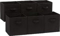 Amazon Basics Collapsible Fabric Storage Bins Organizer with Handles, Sturdy, Foldable, 10.5" x 10.5" x 11", Black, 6 Count (Pack of 5)