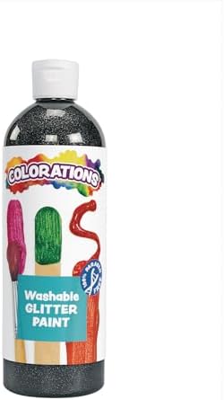 Colorations Paraben-Free Washable Glitter Paint for Kids, Black