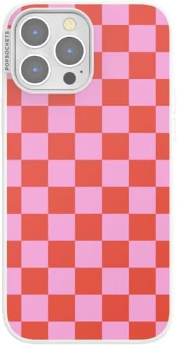 PopSockets iPhone 13 Pro Max Phone Case w/MagSafe- to-Go Wrap | Magnetic, Wireless Charging, Camera & Drop Protection, Checkered, Red, Textured