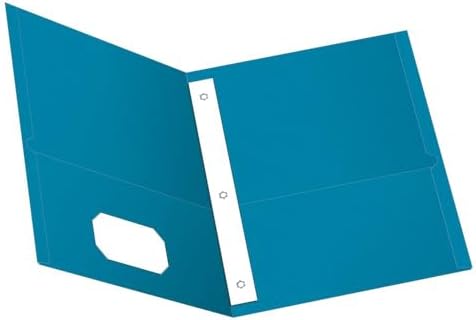 Oxford Two-Pocket Folders w/Fasteners, Light Blue, Letter Size, 25 per Box (57701)