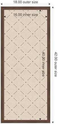 Kate and Laurel Framed Fabric Pinboard 18 x 42, Green Lattice Pattern Printed Linen Classic Bulletin Board for Use as a Vision Board or Wall Organization, Florence Medium Brown Frame
