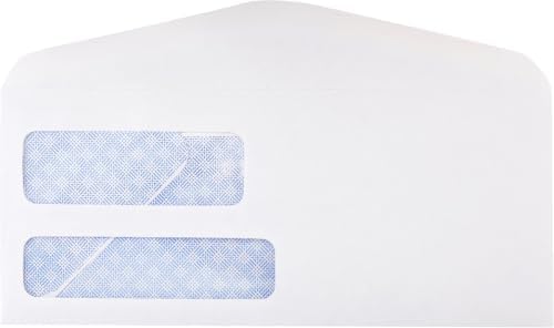 Amazon Basics #9 Double Window Security Gummed Business Envelopes for Invoices,500 Count, White (Pack of 5)