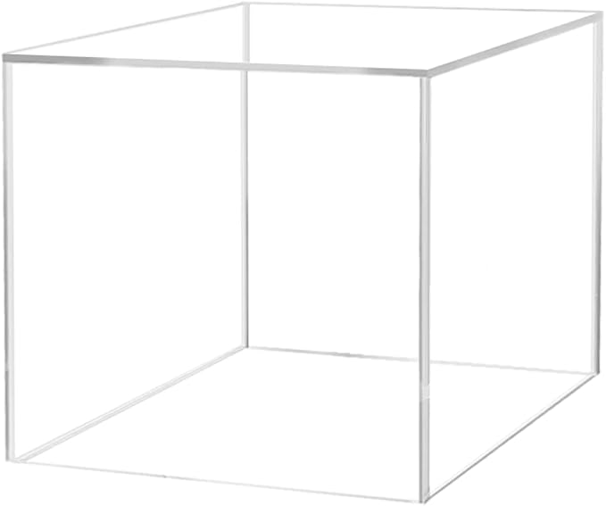 6" Clear Acrylic Dust Cover Square Cube Office Product Storage Plastic Display Riser No Lid for Small Collectibles Cake Stand for Wedding Receptions and Events by Marketing Holders