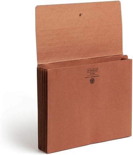 Smead End Tab Wallet, 5-1/4" Expansion, Flap and Cord Closure, Letter Size, Redrope, 10 per Box (71144)