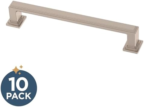 Franklin Brass 10 Pack Brushed Nickel Cabinet Handles 5-1/16 inch (128mm) Kitchen Cabinet Handles and Drawer Pulls for Cupboards and Dressers | Stepped
