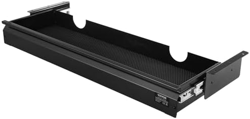 VEVOR Under Desk Drawer Slide Out, 33inch Under Desk Mounted Pull-out Drawer Attachment, Hidden Under Counter Drawers for office Home Sit Stand Workstation, Black