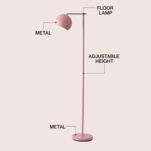 JONATHAN Y Eva 58.5" Pink Metal Floor Lamp with Adjustable Globe Shade