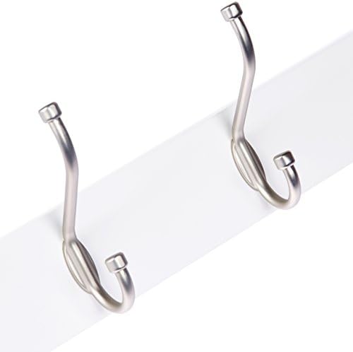 Amazon Basics Rectangular Farmhouse Wall-Mounted Coat Rack for Entryway and Bedroom, Storage Organizer, 5 Hooks, White
