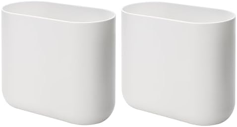 iDesign Small Slim Plastic Bathroom Trash Can, 2-Pack, White