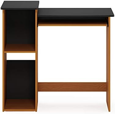 Furinno Econ 33-inch Wide Desk with 2-Tier Open Shelf, Light Cherry/Black