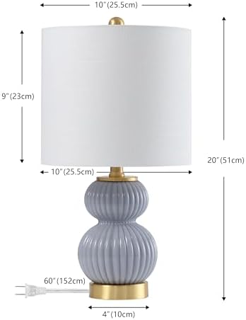 JONATHAN Y Daphne Ribbed Gourd Metal/Glass Table Lamp 20", Gray