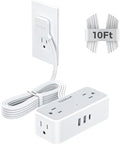TESSAN Extension Cord 10 FT, Power Strip with 900J Surge Protection, Grey
