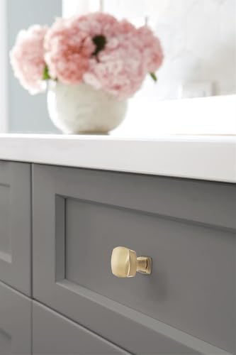 Amerock 10 Pack 1-1/4" Square Stature Golden Champagne Cabinet Knob