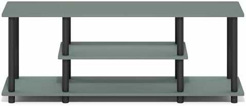Furinno Turn-N-Tube 3-Tier Toolless Assembly TV Stand, Sage Green | for TV up to 50 Inch, Open Frame Rectangular Entertainment Center with Storage Shelf, TV Console, for Living Room, Bedroom