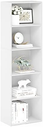 Furinno LUDER 5-Tier Book Shelf, Open Shelf Bookshelf, Plain White