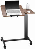 VEVOR Overbed Table, Mobile Hospital Bed Table, Over Bed Table with Wheels Adjustable Height, Rolling Laptop Desk with Tilting Top & Cup Holder, Portable Over Bed Desk for Home, Office, Study, Wood